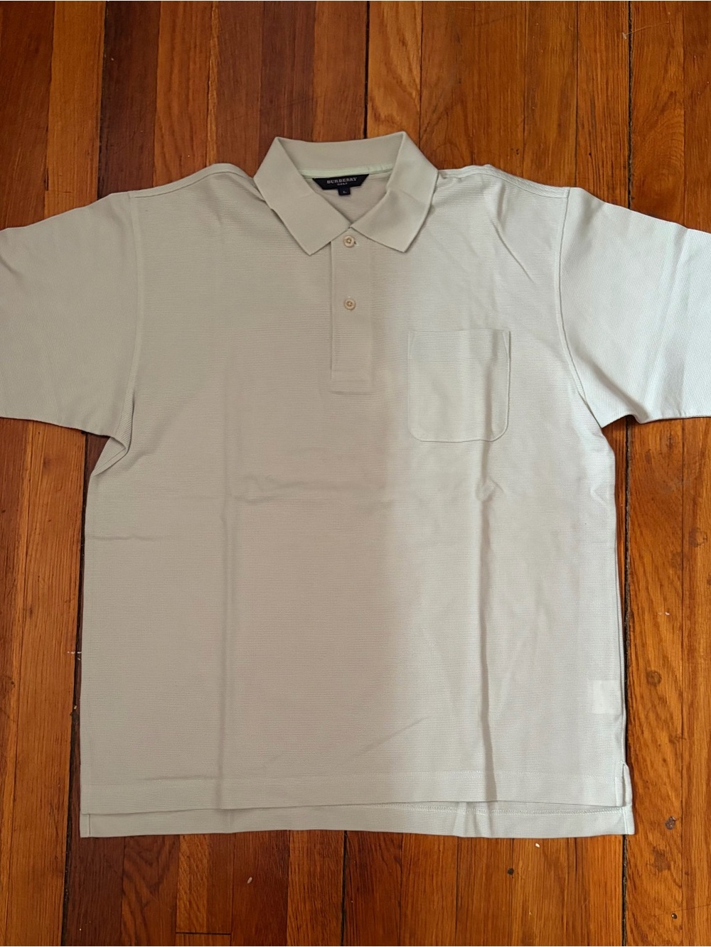 Burberry Men’s Light Beige Polo Shirt with Chest Pocket